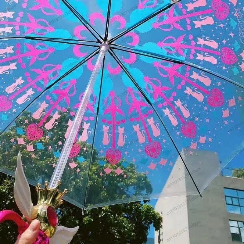 Sailor Moon Wand - Lindo paraguas transparente de Sailor Moon,