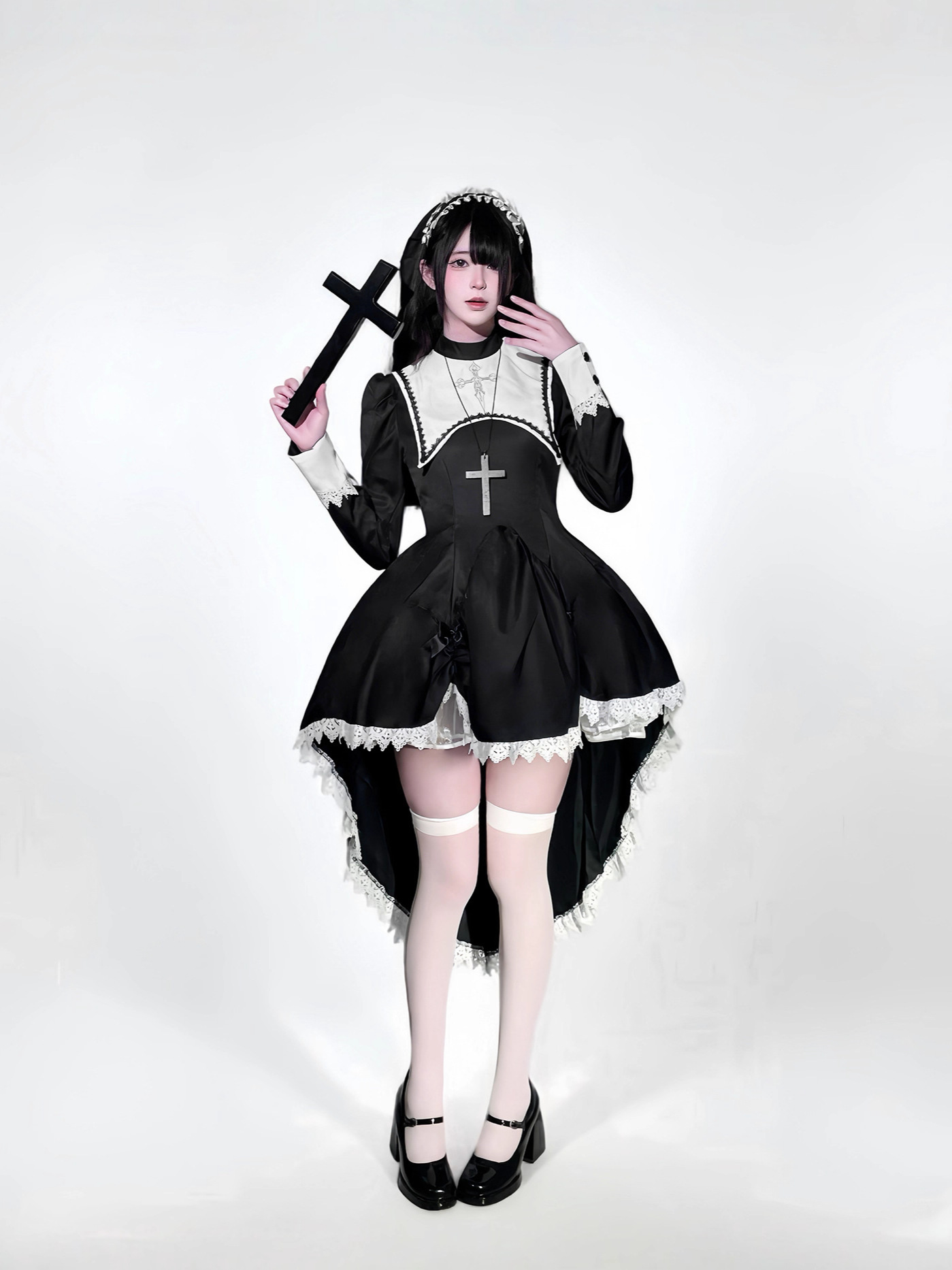 Anime Cosplay Nun - Disfraz de monja de Halloween con