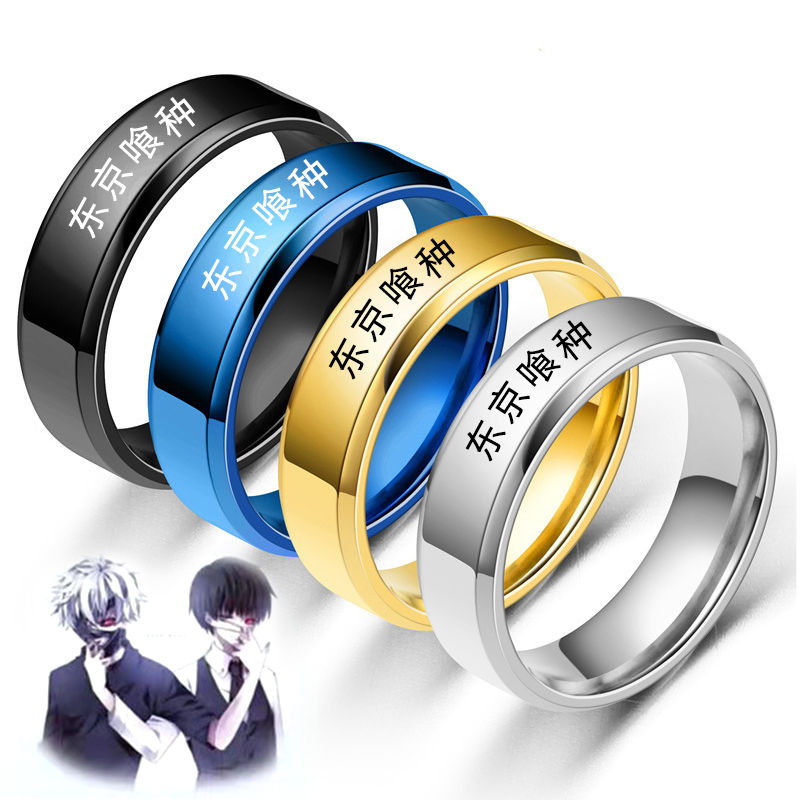 Anime Cosplay Tokyo Ghoul - Anillos de acero inoxidable 316L para
