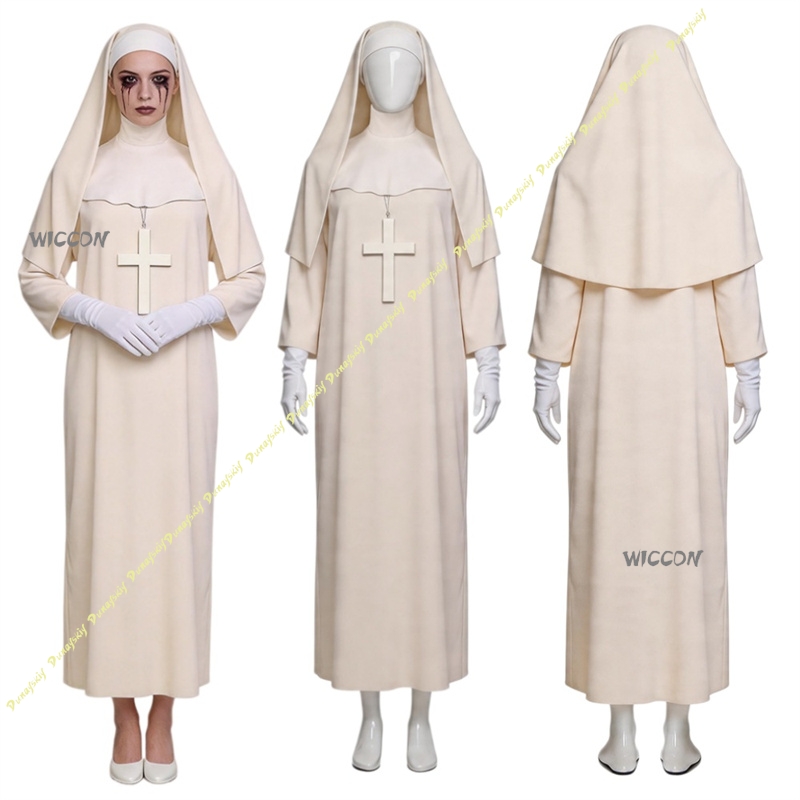 Disfraz de monja Off White par - Anime Cosplay Nun reseña y precio