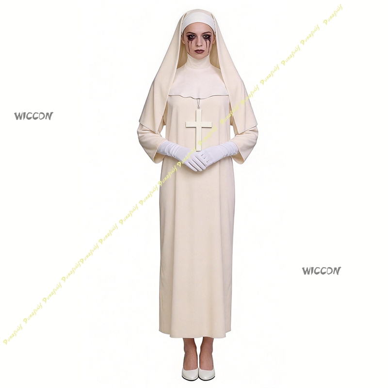 Disfraz de monja Off White par - Anime Cosplay Nun reseña y precio