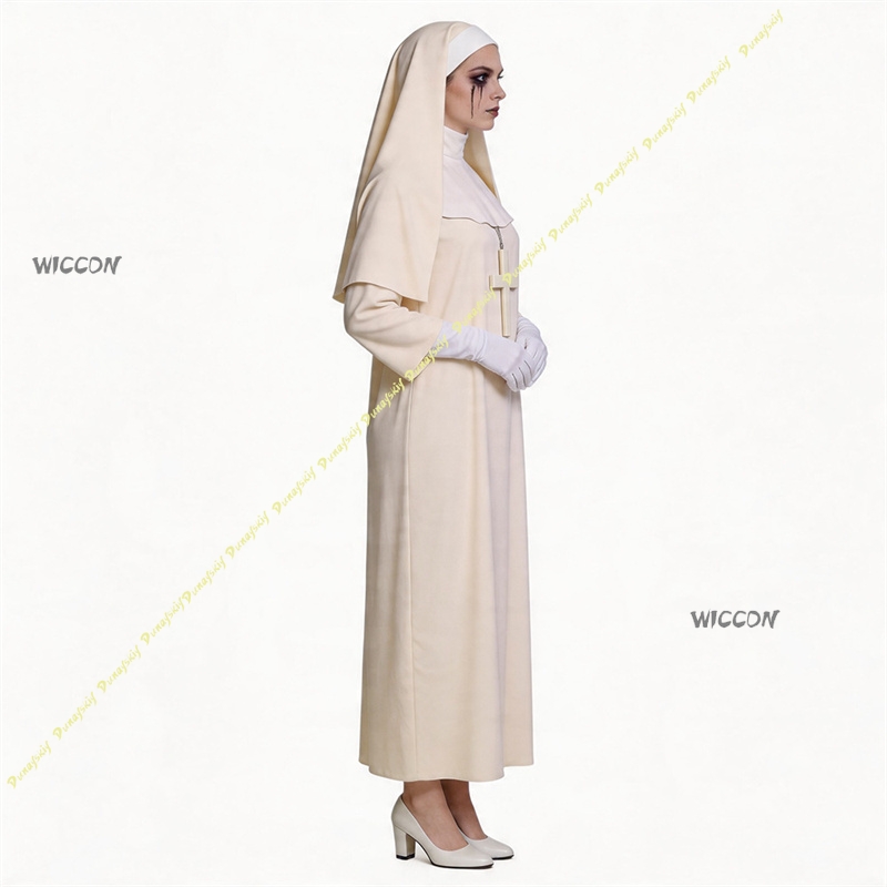 Disfraz de monja Off White par - Anime Cosplay Nun reseña y precio